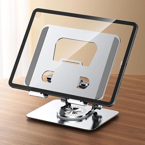 Tablet Stand, 360 Rotating Portable Aluminum Adjustable Folding Tablet Stand Holder for I Pad, Tablet, Smartphones, Flexible Rotation Stand for Bad, Table, Office, Home Floor Stand (Grey) in Saudi Arabia