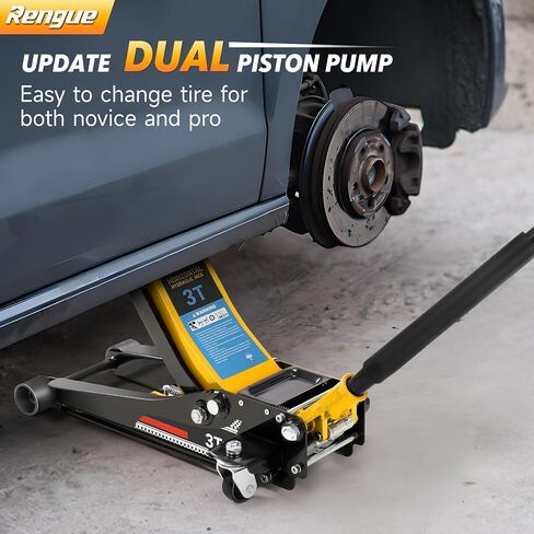 Dual Pistons Low Profile Car Jack Hydraulic 3 Ton/6000 LBS Capacity, Lifting Range 2.95"- 18.3", Floor Jack Lift for Cars, Small SUVs and Light Trucks, Heavy Duty Steel Hybrid, Red in Saudi Arabia