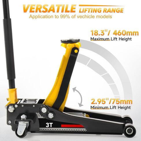Dual Pistons Low Profile Car Jack Hydraulic 3 Ton/6000 LBS Capacity, Lifting Range 2.95"- 18.3", Floor Jack Lift for Cars, Small SUVs and Light Trucks, Heavy Duty Steel Hybrid, Red in Saudi Arabia