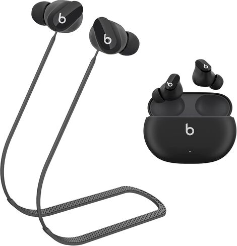 متوافق مع حزام Beats Studio Buds، وحبل سماعات الأذن الرياضية المصنوعة من السيليكون، وإكسسوارات أشرطة سماعات Studio Buds المضادة لفقدانها، وحبل ناعم مضاد لفقدان الرقبة، وموصل حامل للجري، (أسود) in Saudi Arabia