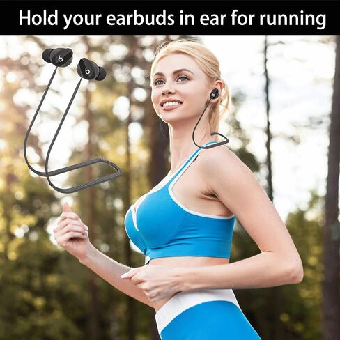 متوافق مع حزام Beats Studio Buds، وحبل سماعات الأذن الرياضية المصنوعة من السيليكون، وإكسسوارات أشرطة سماعات Studio Buds المضادة لفقدانها، وحبل ناعم مضاد لفقدان الرقبة، وموصل حامل للجري، (أسود) in Saudi Arabia