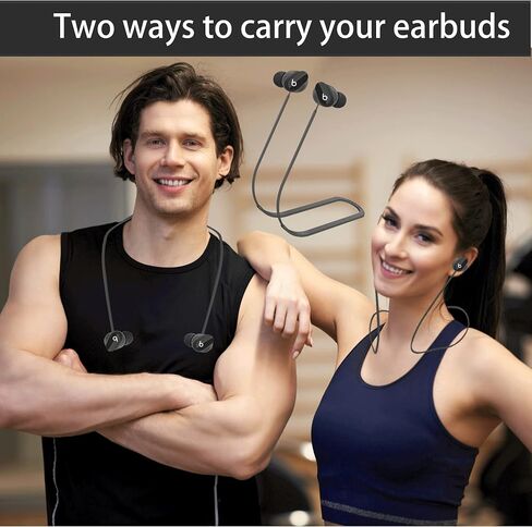 متوافق مع حزام Beats Studio Buds، وحبل سماعات الأذن الرياضية المصنوعة من السيليكون، وإكسسوارات أشرطة سماعات Studio Buds المضادة لفقدانها، وحبل ناعم مضاد لفقدان الرقبة، وموصل حامل للجري، (أسود) in Saudi Arabia