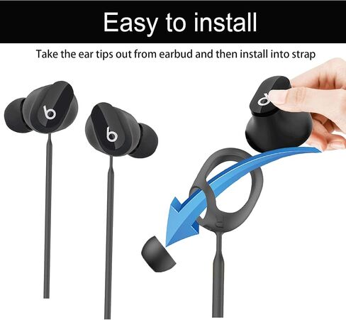 متوافق مع حزام Beats Studio Buds، وحبل سماعات الأذن الرياضية المصنوعة من السيليكون، وإكسسوارات أشرطة سماعات Studio Buds المضادة لفقدانها، وحبل ناعم مضاد لفقدان الرقبة، وموصل حامل للجري، (أسود) in Saudi Arabia