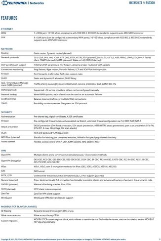 Teltonika RUT300000100 - RUT300 راوتر إيثرنت صناعي، مزود طاقة أمريكي، 5 RJ45، USB - مع كابل طاقة DC in Kuwait
