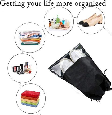 8 PCS Clear Shoe Bags for Travel, 15.7" x 11.8" Drawstring Travel Shoe Bags for Packing, Waterproof Dustproof Portable Travel Shoe Storage Bag in Saudi Arabia