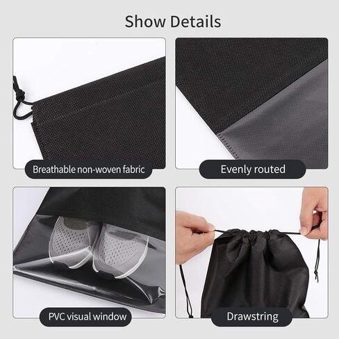 8 PCS Clear Shoe Bags for Travel, 15.7" x 11.8" Drawstring Travel Shoe Bags for Packing, Waterproof Dustproof Portable Travel Shoe Storage Bag in Saudi Arabia
