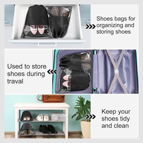 8 PCS Clear Shoe Bags for Travel, 15.7" x 11.8" Drawstring Travel Shoe Bags for Packing, Waterproof Dustproof Portable Travel Shoe Storage Bag in Saudi Arabia