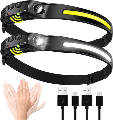 LED Rechargeable Headlamp Wide Beam High Lumen Head Flashlights Waterproof Lightweight Type-C USB Charging Head Lamps for Camping,Fishing,Hiking in Saudi Arabia