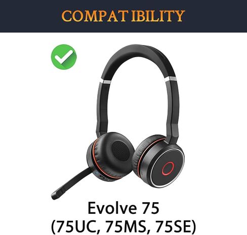 استبدال وسائد الأذن SOULWIT لـ Jabra Evolve 75(75UC 75MS 75SE) سماعة رأس بلوتوث لاسلكية ستيريو، وسائد الأذن مع رغوة عزل الضوضاء عالية الكثافة - القهوة in Saudi Arabia
