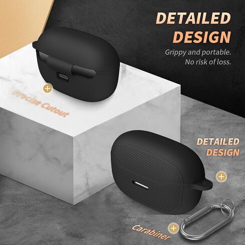 for JBL Endurance Race Case Cover, Silicone Protective Portable Scratch Shock Resistant Cover Compatible with JBL Endurance Race Earbuds Charging Case with Carabiner(Black) in Saudi Arabia