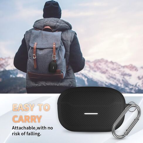 for JBL Endurance Race Case Cover, Silicone Protective Portable Scratch Shock Resistant Cover Compatible with JBL Endurance Race Earbuds Charging Case with Carabiner(Black) in Saudi Arabia