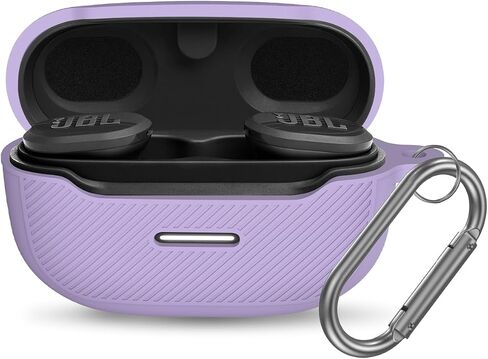 for JBL Endurance Race Case Cover, Silicone Protective Portable Scratch Shock Resistant Cover Compatible with JBL Endurance Race Earbuds Charging Case with Carabiner(Black) in Saudi Arabia
