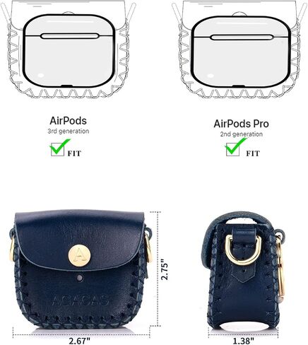 AirPod Case for AirPods Pro & AirPods 3rd Generation, AirPod Pro case & AirPods 3rd Generation Case for Women, Gen Leather Air pod case with Keychain, Girls Holiday Birthday Gifts - Blue in Saudi Arabia