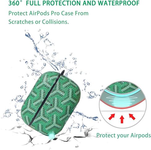 حافظة AirPods Pro الجيل الثاني 2022، حافظة حماية كاملة من الجلد اللطيف AirPods حافظة حماية لـ AirPods Pro 2 حافظة للنساء والرجال، مصباح أمامي مرئي (أخضر) in Kuwait