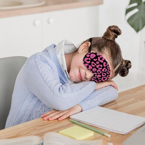 قناع العين الحريري من بريبي للنوم، قناع الفهد، قناع النوم الليلي بطبعة الفهد الوردي مع حزام قابل للتعديل للنساء والفتيات، قيلولة أثناء السفر بالطائرة، غطاء العين قناع النوم الفهد الوردي in Saudi Arabia