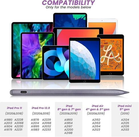 iPad Pencil Pro 2024-2X قلم iPad Pro للشحن السريع لجهاز iPad Pro M4 11 13 بوصة مع رفض راحة اليد - دقة عالية - قلم iPad Pro حساس للإمالة لجهاز iPad Pro 12.9 بوصة 11 بوصة، iPad Air M2، رمادي in Kuwait