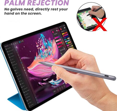 iPad Pencil Pro 2024-2X قلم iPad Pro للشحن السريع لجهاز iPad Pro M4 11 13 بوصة مع رفض راحة اليد - دقة عالية - قلم iPad Pro حساس للإمالة لجهاز iPad Pro 12.9 بوصة 11 بوصة، iPad Air M2، رمادي in Kuwait