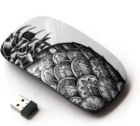 [ Optical 2.4G Wireless Mouse ] Pineapple Scales Ink Tattoo White Black in Saudi Arabia
