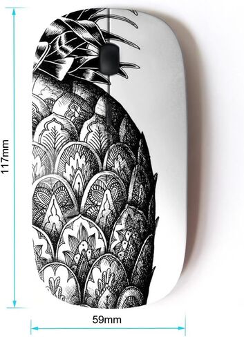 [ Optical 2.4G Wireless Mouse ] Pineapple Scales Ink Tattoo White Black in Saudi Arabia