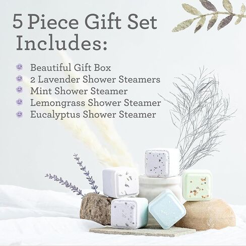 Lizush Luxury Spa Gift Basket And Self Care Gifts For Women With Mint, Lavender, Grapefruit, And Eucalyptus Heart-Shaped Shower Steamers With Box and Card - Personalized - 5 Piece Set in Kuwait