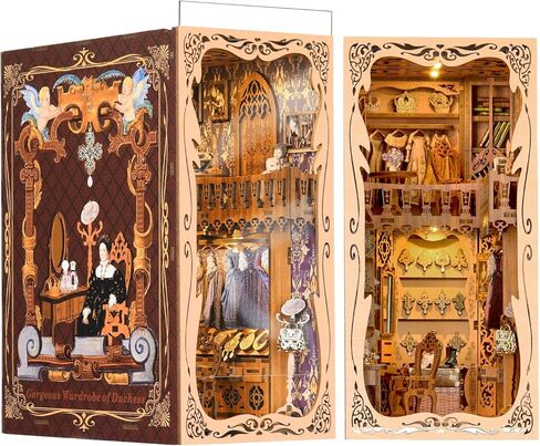 Book Nook Kit, New DIY Miniature Dollhouse Booknook Kit, 3D Wooden Puzzle Bookend Bookshelf Insert Decor with LED Light for Teens and Adults(Endless Dimensions) in Kuwait