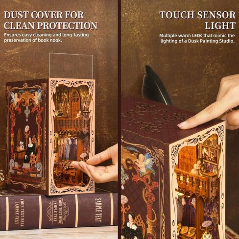 Book Nook Kit, New DIY Miniature Dollhouse Booknook Kit, 3D Wooden Puzzle Bookend Bookshelf Insert Decor with LED Light for Teens and Adults(Endless Dimensions) in Kuwait