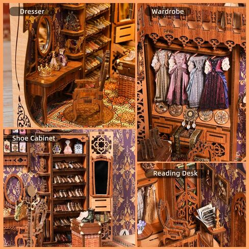 Book Nook Kit, New DIY Miniature Dollhouse Booknook Kit, 3D Wooden Puzzle Bookend Bookshelf Insert Decor with LED Light for Teens and Adults(Endless Dimensions) in Kuwait