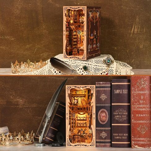 Book Nook Kit, New DIY Miniature Dollhouse Booknook Kit, 3D Wooden Puzzle Bookend Bookshelf Insert Decor with LED Light for Teens and Adults(Endless Dimensions) in Kuwait