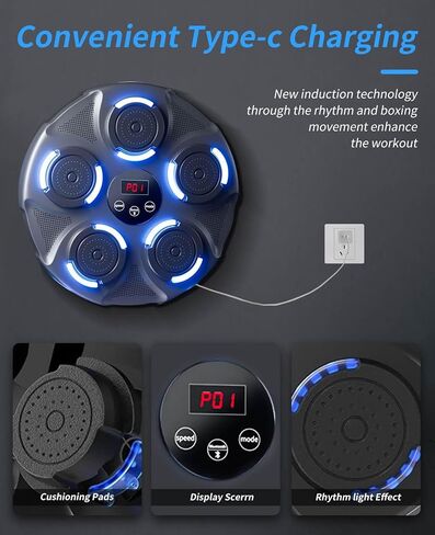 Smart Music Boxing Machine, Boxing Machine Wall Mounted Music with Gloves, Boxing Music Workout Machine for Home, Indoor and Gym in Saudi Arabia