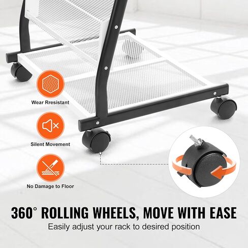 VEVOR Brochure Display Rack, 4-Tier 32 Pockets Rotating Magazine Literature Display Stand for Postcards, 360° Spinning Greeting Cards Rack with 5 Wheels (2 Lockable) for Shop Exhibitions Office in Saudi Arabia