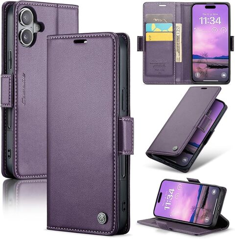 حافظة قابلة للطي لهاتف iPhone 16 Plus، [RFID Blocking] محفظة من جلد البولي يوريثان حافظة قابلة للطي مع حامل بطاقة ومسند غطاء هاتف مقاوم للصدمات للرجال والنساء لهاتف iPhone 16 Plus مقاس 6.7 بوصة (أزرق مخضر) in Kuwait