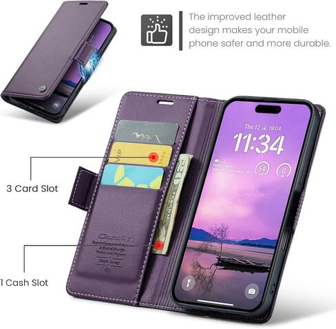حافظة قابلة للطي لهاتف iPhone 16 Plus، [RFID Blocking] محفظة من جلد البولي يوريثان حافظة قابلة للطي مع حامل بطاقة ومسند غطاء هاتف مقاوم للصدمات للرجال والنساء لهاتف iPhone 16 Plus مقاس 6.7 بوصة (أزرق مخضر) in Kuwait
