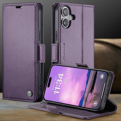 حافظة قابلة للطي لهاتف iPhone 16 Plus، [RFID Blocking] محفظة من جلد البولي يوريثان حافظة قابلة للطي مع حامل بطاقة ومسند غطاء هاتف مقاوم للصدمات للرجال والنساء لهاتف iPhone 16 Plus مقاس 6.7 بوصة (أزرق مخضر) in Kuwait