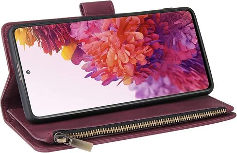 LBYZCASE Phone Case for Galaxy S20 Plus,Samsung S20+ 5G Wallet Case,Luxury Folio Flip Leather Cover[Zipper Pocket][Wrist Strap][Kickstand ] for Samsung Galaxy S20 Plus(Wine Red) in Saudi Arabia