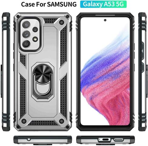 for Samsung A53 5G Case, Galaxy A53 5G Case with HD Screen Protector, [Military Grade 16ft. Drop Tested] Ring Shockproof Protective Phone Case for Samsung Galaxy A53 5G,Blue in Saudi Arabia