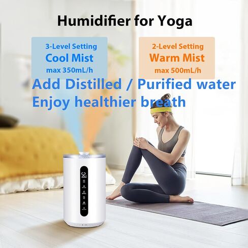 Tower Humidifiers for Large Room,Hioo 6.6L 1.74Gal Topfill Ultrasonic Warm and Cool Mist Air Humidifier for Bedroom with 8H Timer 360° Nozzle Adjustable Humidistat Night Light for Nursery Home Plant in Saudi Arabia