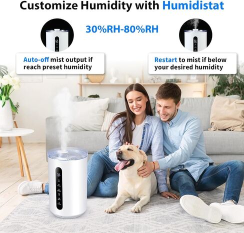 Tower Humidifiers for Large Room,Hioo 6.6L 1.74Gal Topfill Ultrasonic Warm and Cool Mist Air Humidifier for Bedroom with 8H Timer 360° Nozzle Adjustable Humidistat Night Light for Nursery Home Plant in Saudi Arabia