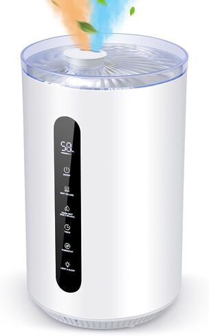 Tower Humidifiers for Large Room,Hioo 6.6L 1.74Gal Topfill Ultrasonic Warm and Cool Mist Air Humidifier for Bedroom with 8H Timer 360° Nozzle Adjustable Humidistat Night Light for Nursery Home Plant in Saudi Arabia
