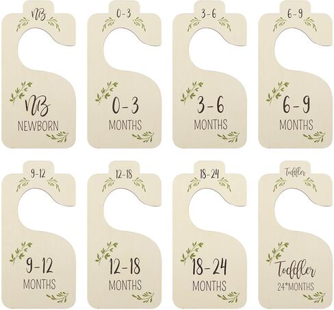 فواصل خزانة ملابس خشبية للأطفال مكونة من 8 قطع - رف تخزين قابل للعكس للملابس من حديثي الولادة إلى 24 شهرًا منظم ملابس الأطفال ديكور منزلي لغرفة الأطفال (اللون: نمط الأرقام) in Kuwait