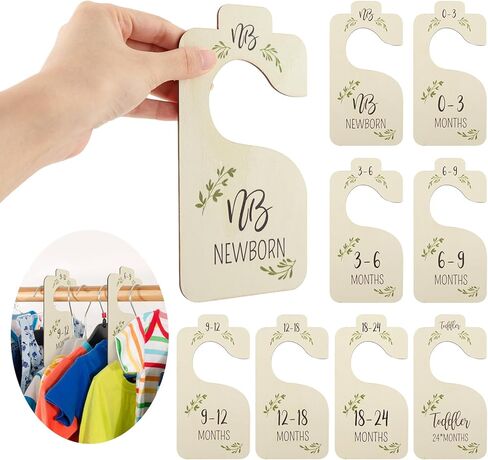 فواصل خزانة ملابس خشبية للأطفال مكونة من 8 قطع - رف تخزين قابل للعكس للملابس من حديثي الولادة إلى 24 شهرًا منظم ملابس الأطفال ديكور منزلي لغرفة الأطفال (اللون: نمط الأرقام) in Kuwait