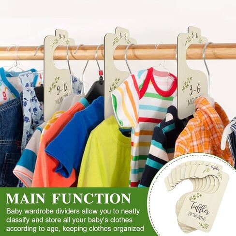 فواصل خزانة ملابس خشبية للأطفال مكونة من 8 قطع - رف تخزين قابل للعكس للملابس من حديثي الولادة إلى 24 شهرًا منظم ملابس الأطفال ديكور منزلي لغرفة الأطفال (اللون: نمط الأرقام) in Kuwait