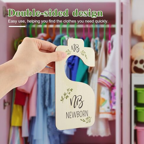 فواصل خزانة ملابس خشبية للأطفال مكونة من 8 قطع - رف تخزين قابل للعكس للملابس من حديثي الولادة إلى 24 شهرًا منظم ملابس الأطفال ديكور منزلي لغرفة الأطفال (اللون: نمط الأرقام) in Kuwait