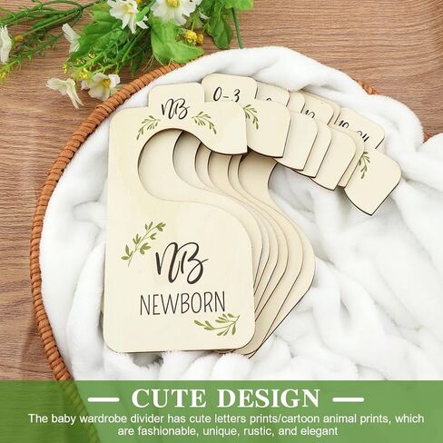 فواصل خزانة ملابس خشبية للأطفال مكونة من 8 قطع - رف تخزين قابل للعكس للملابس من حديثي الولادة إلى 24 شهرًا منظم ملابس الأطفال ديكور منزلي لغرفة الأطفال (اللون: نمط الأرقام) in Kuwait