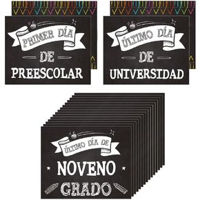 FLYAB First Day of School Sign - 8"x10" Spanish Last Day of School Sign Double-Sided Reusable Back to School Photo Prop Sign for Kids Son Daughter