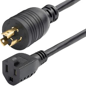 StarTech.com 1ft (30cm) Heavy Duty Power Cord, Twist-Lock NEMA L5-15P to NEMA 5-15R Black Adapter Cord, 15A 125V, 14AWG, Heavy Gauge Plug Converter Cable - UL Listed (W31C-4100-POWER-CORD)