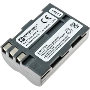 Synergy Digital Camera Battery, Compatible with Nikon EN-EL3e Digital Camera, (Li-ion, 7.4V, 1800mAh) Ultra High Capacity, Replacement for Nikon EN-EL3e Battery