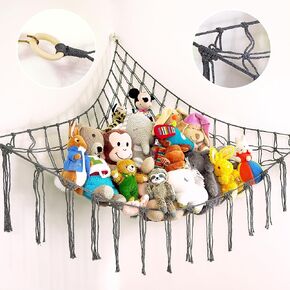 Large Stuffed Animal Hammock Corner - Stuffed Animal Storage - 100% Natural Cotton Macrame Stuffed Animal Net - Stuff Animal Organizer - Net For Stuffed Animals Corner Large-Beige in Kuwait