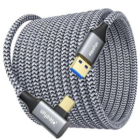 CLEEFUN Braided Link Cable 16ft for Meta/Oculus Quest 3, Quest 2 Pro Pico 4 Accessories - 5Gbps Super Speed Virtual Reality Headset Cable - USB 3.0 to USB C Cable for PC VR Headset