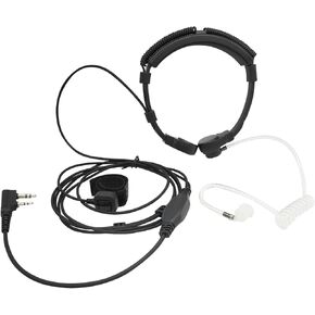2 Pin Adjustable Tactical Throat Mic and Earpiece with Finger Ptt uv5r Walkie Talkie Radio Ear Piece uv-5r Neck Bone Conduction Microphone Headset Headphones for Baofeng Kenwood Retevis