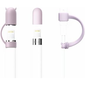 [3-Pack] FRTMA Replacement for Apple Pencil Cap/Apple Pencil Cap Holder/Cable Adapter Tether for iPad Pro Pencil - Lavender